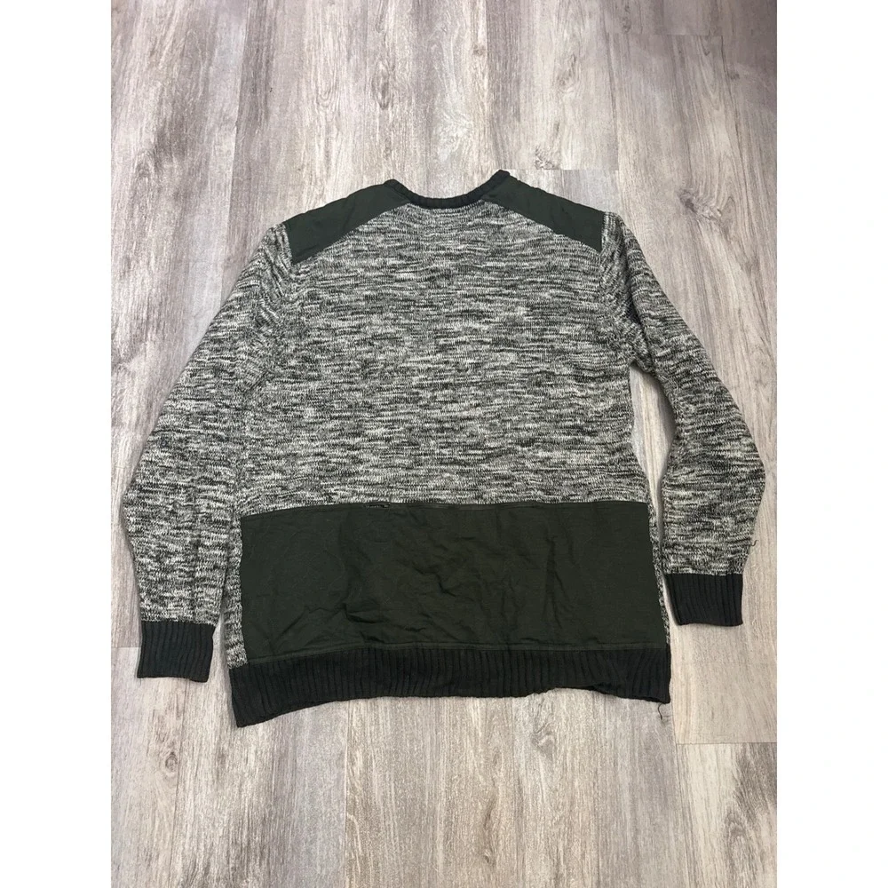 Born‎ Fly Mens 2XL Marled Knit Crewneck Sweater Olive Green Utility Quilted Back